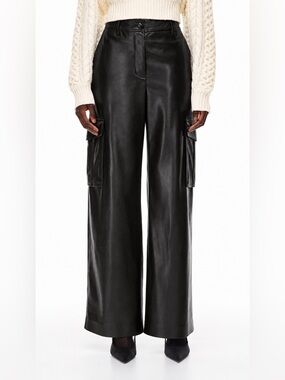 Aritzia Wilfred Bridger Cargo Pant Vegan Leather Black Size 8